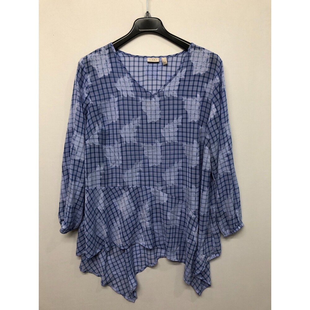 LOGO Lori Goldstein Women Long Sleeve Blouse Top Shirt Size 1X Polyester M190 11